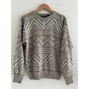 Van Heusen Vintage 90's Knit Sweater Men's Medium Tan Neutral Casual Retro